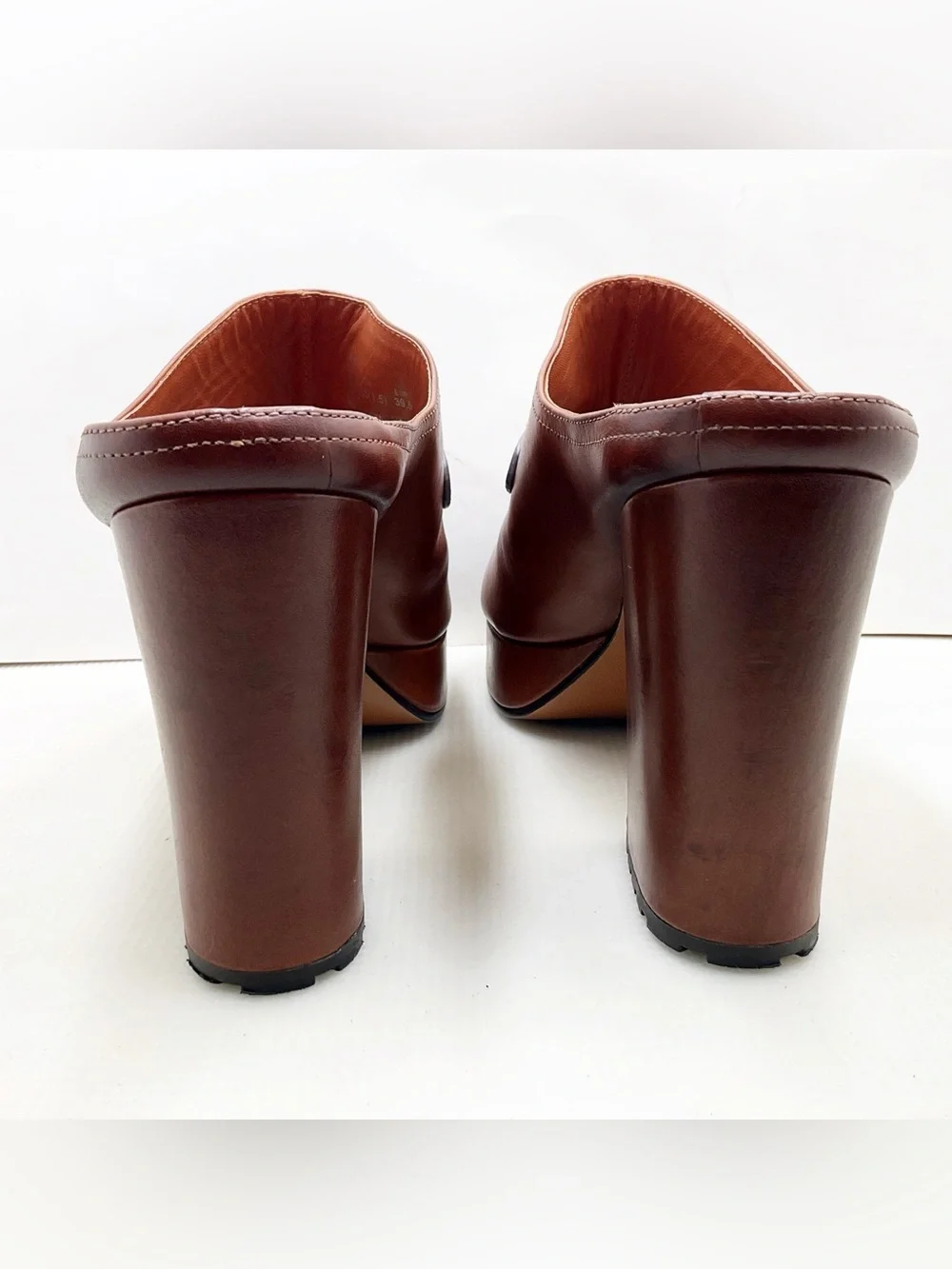 {Coach} Leather Chain-Detail Platform Mules